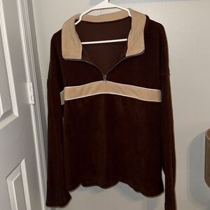 Brown and Tan Quarter-Zip Pullover